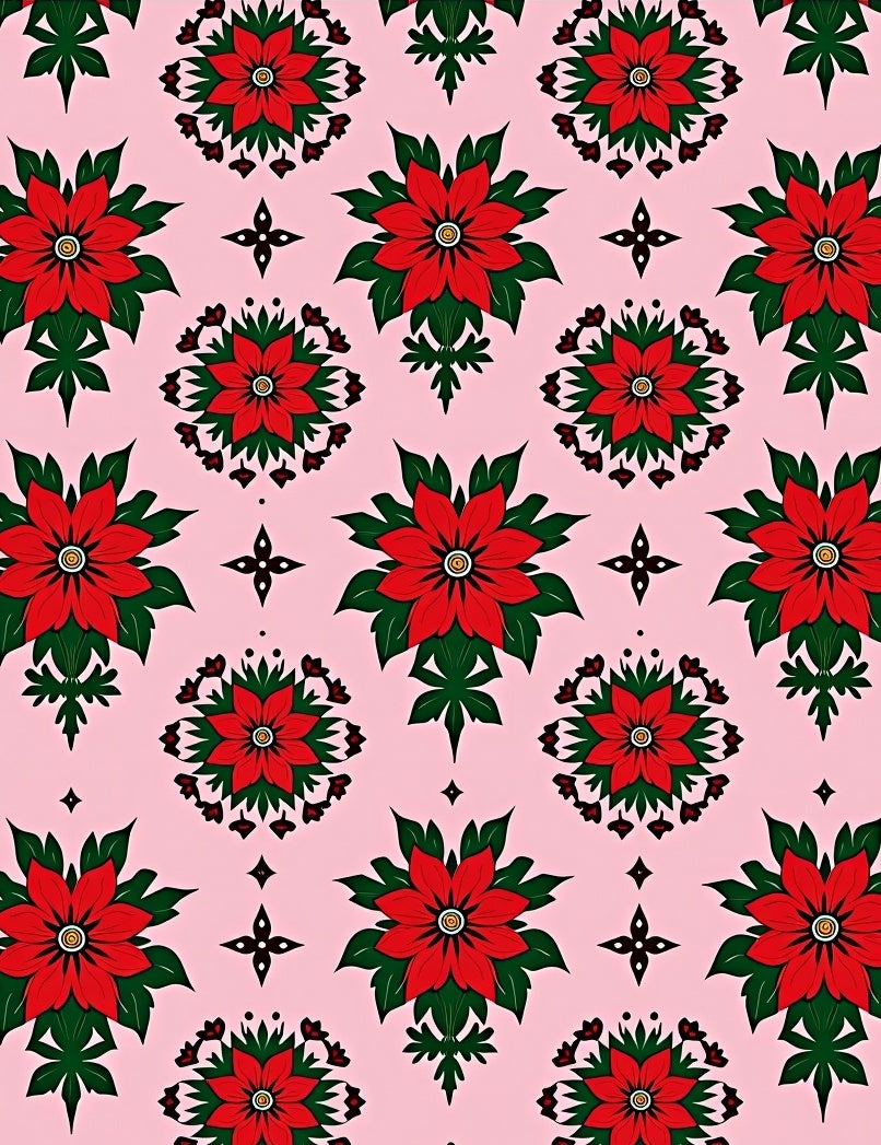 Red Floral Symmetry Pattern Rug