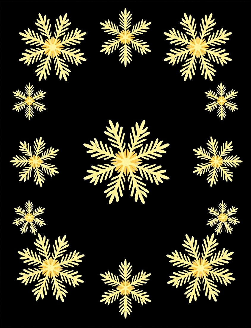 Golden Snowflake Array Black Rug