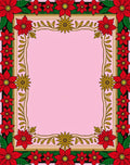Vibrant Red Poinsettia Floral Border Rug