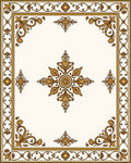 Elegant Tan Floral Scrollwork Rug