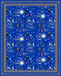 Whimsical Blue Cat Star Pattern Rug