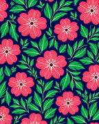 Bold Floral Pattern On Navy Background Rug
