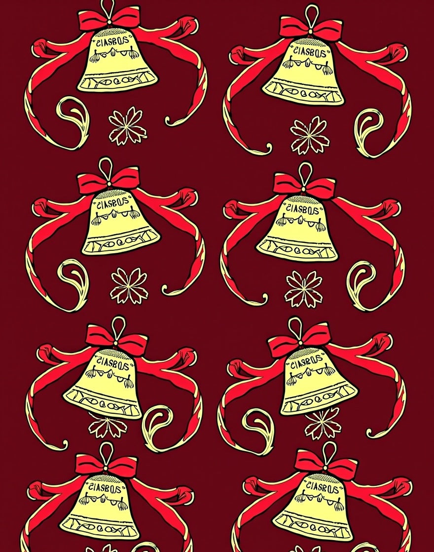 Festive Bell Ribbon Pattern Rug
