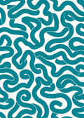 Teal Abstract Curvy Line Pattern Rug