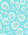 Teal White Feather Pattern Rug