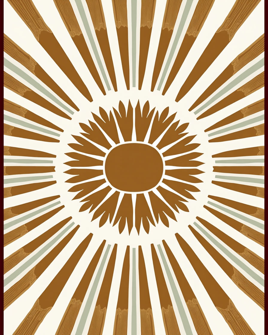 Graphic Sunburst Petal Motif Rug