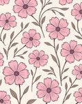 Pink Floral Stem Pattern Design Rug