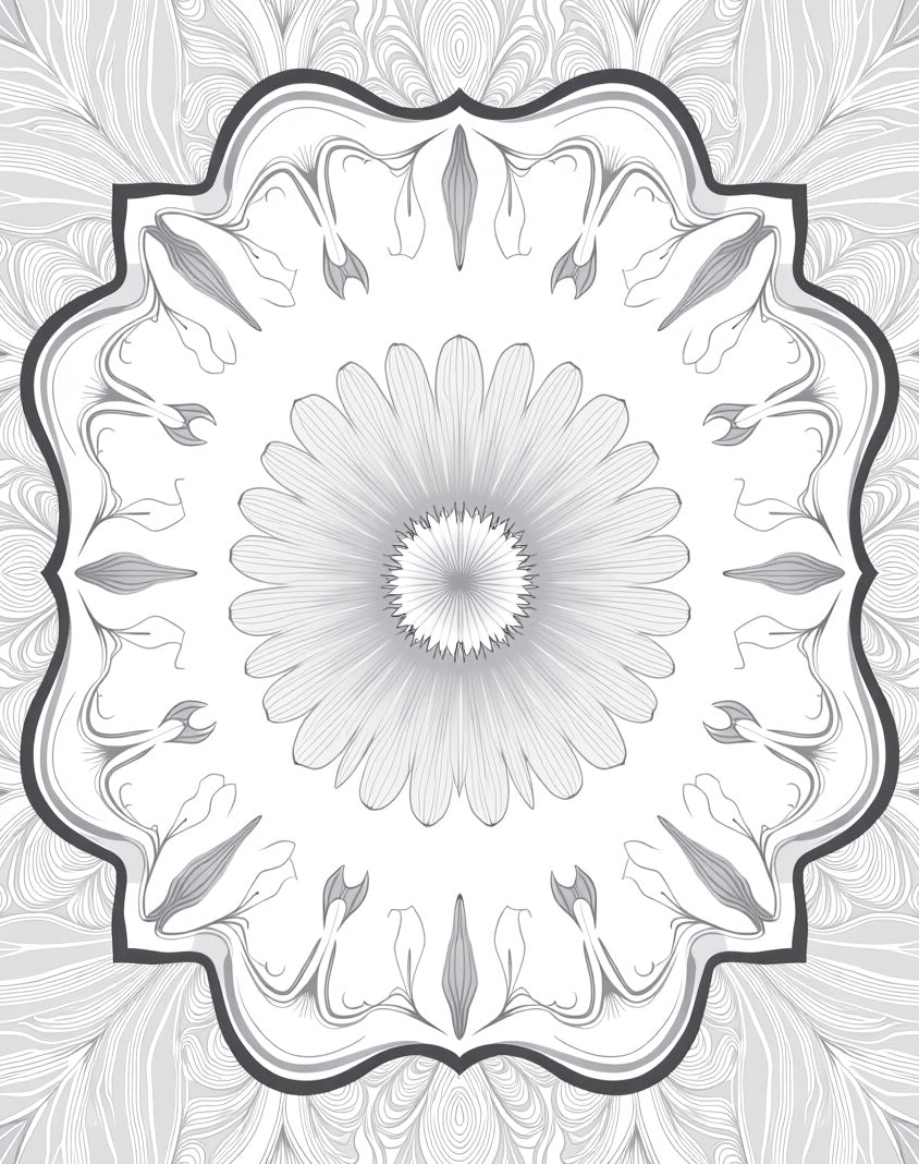 Artistic Gray Floral Medallion Design Rug
