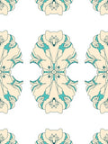 Cream And Teal Floral Mandala Rug