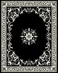 Ornate Black Cream Floral Rug