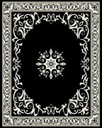Ornate Black Cream Floral Rug