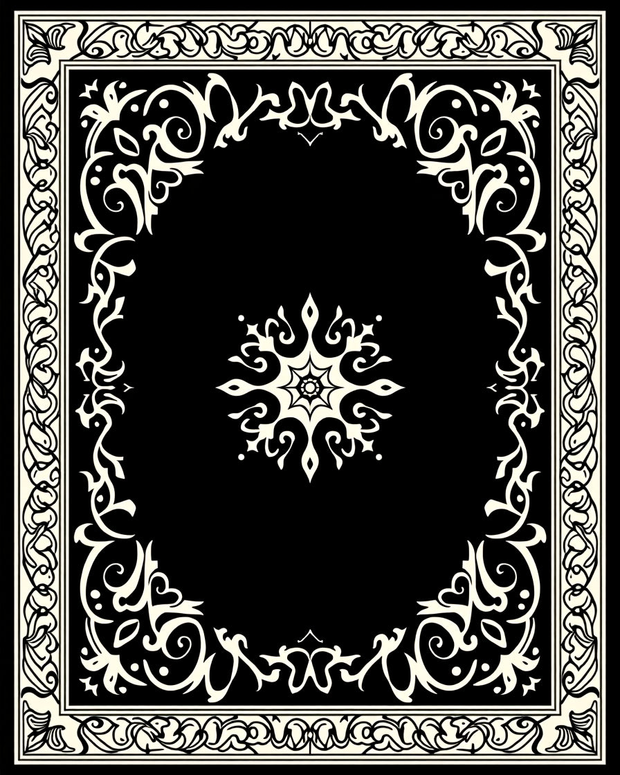 Ornate Black Cream Floral Rug