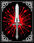 Bold Sword Crimson Splatter Design Rug