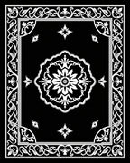 Elegant White Floral Scrollwork Rug