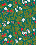 Whimsical Floral Berry Leaf Pattern Rug
