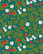 Whimsical Floral Berry Leaf Pattern Rug