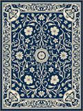 Intricate Floral Blue Cream Vintage Pattern Rug