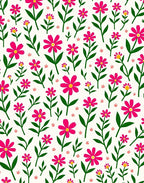 Bright Pink Daisy Garden Pattern Rug