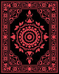 Vintage Red Floral Mandala Design Rug