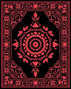 Vintage Red Floral Mandala Design Rug