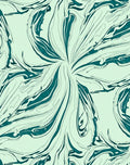 Abstract Teal Swirls on Light Green Rug