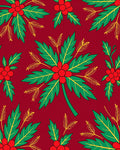 Bold Red Floral Leaf Pattern Rug
