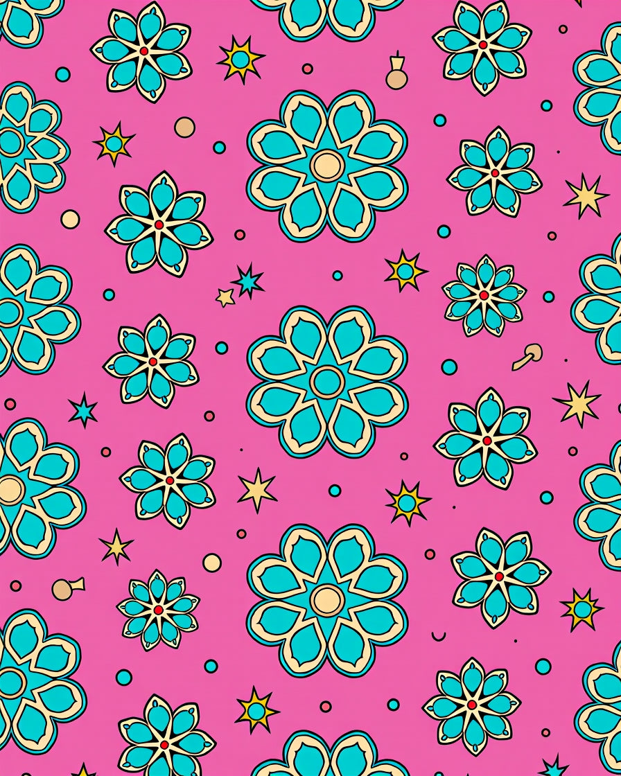 Bright Floral Starburst Pattern Rug
