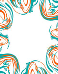 Abstract Swirls Aqua Orange Design Rug