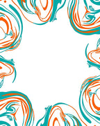 Abstract Swirls Aqua Orange Design Rug