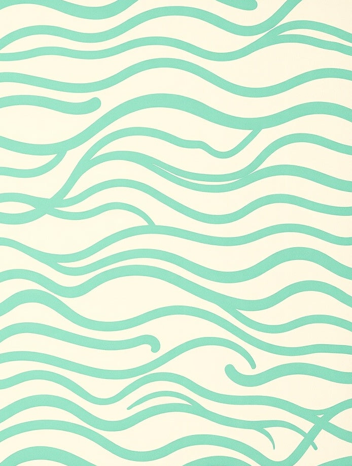 Aqua Wavy Smooth Lines Design Rug