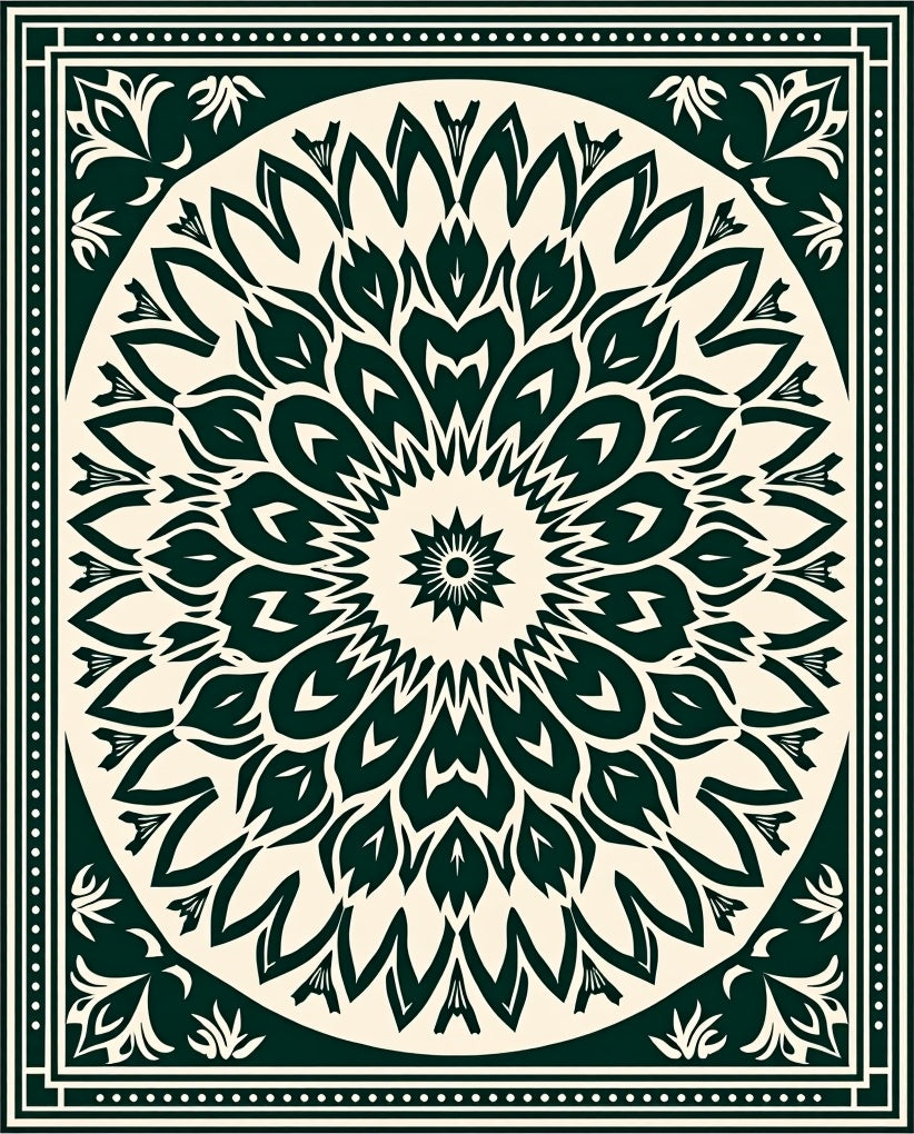 Intricate Floral Mandala Pattern Design Rug