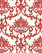 Classic Red Floral Damask Pattern Rug