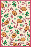 Whimsical Gingerbread Candy Cane Holly Design Rug