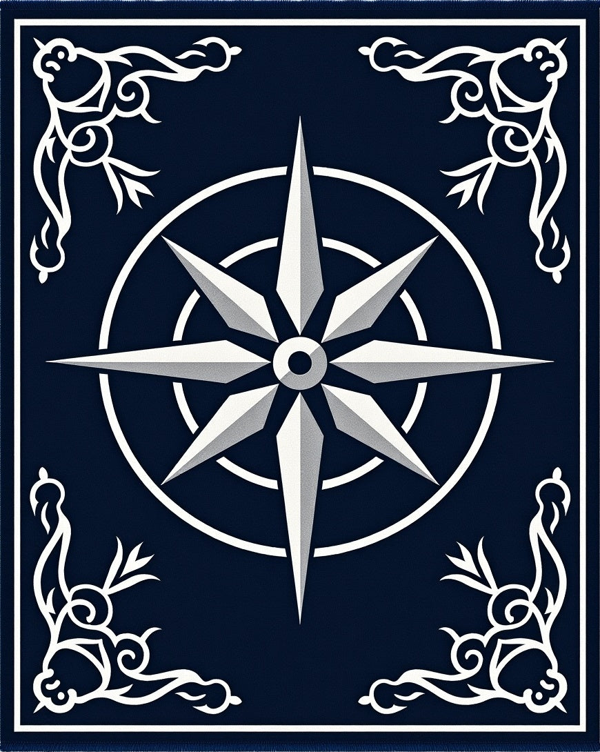 Nautical Compass Rose Graphic Rug