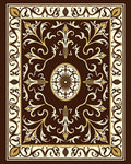 Chic Brown Gold Floral Scroll Rug