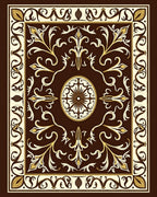 Chic Brown Gold Floral Scroll Rug