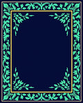 Navy Blue Botanical Frame Design Rug