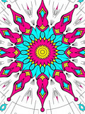 Vibrant Geometric Starburst Mandala Design Rug