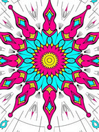 Vibrant Geometric Starburst Mandala Design Rug