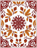 Ornate Floral Acorn Leaf Art Deco Rug