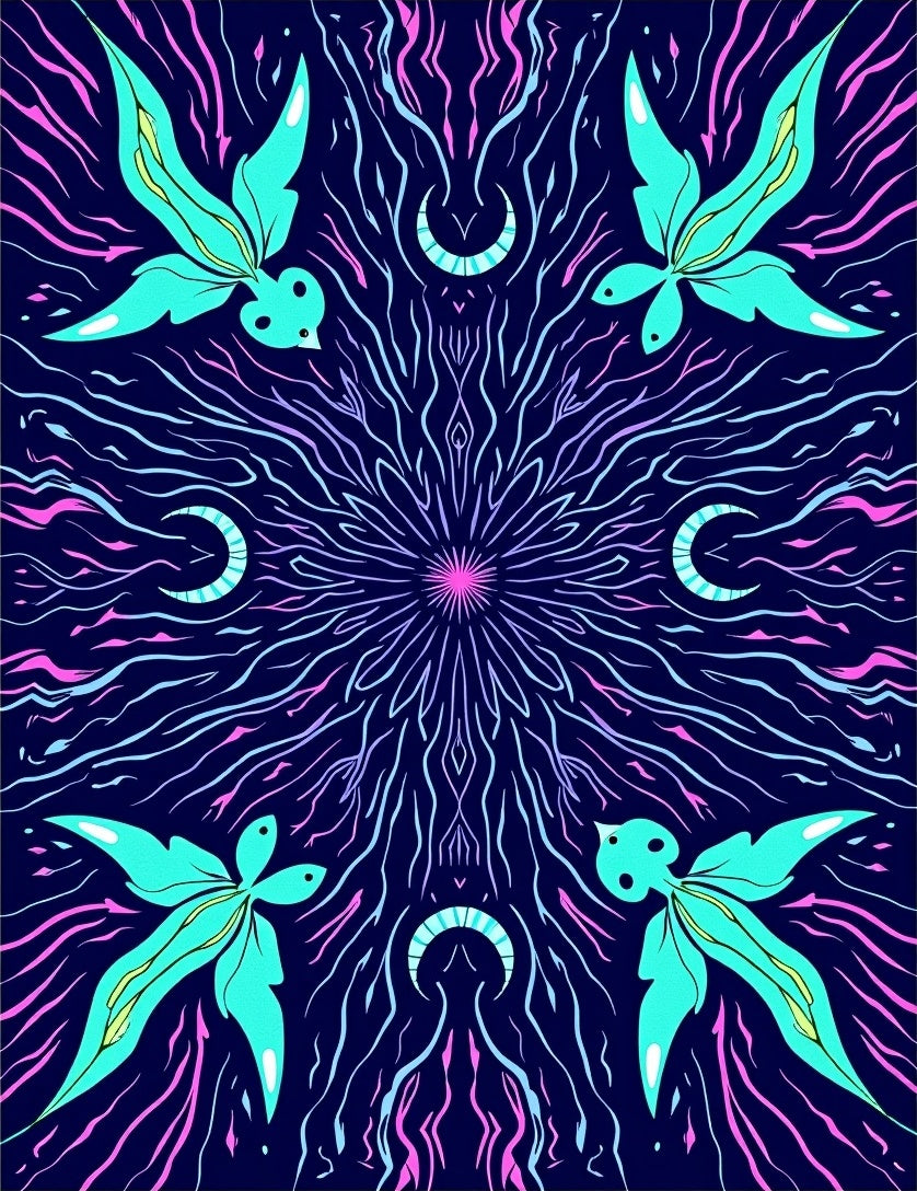 Cosmic Teal And Pink Celestial Pattern Rug