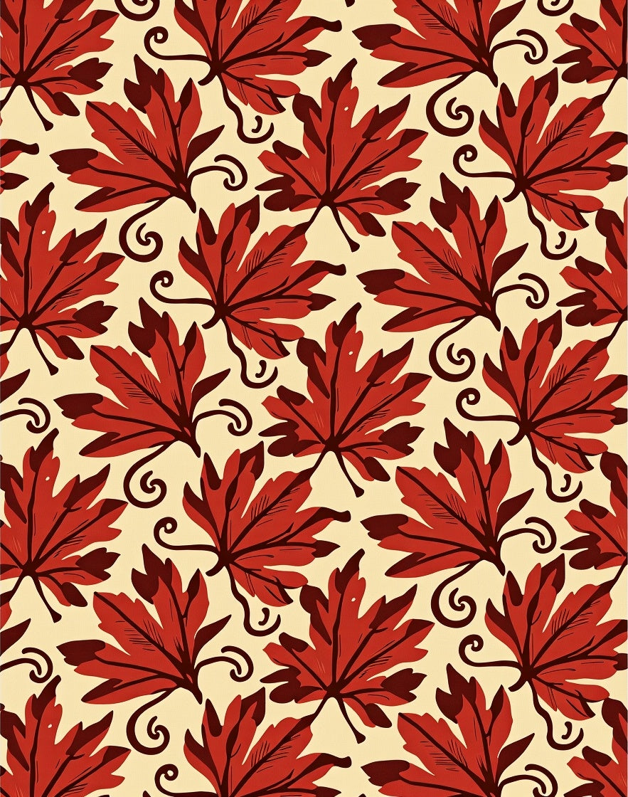 Red Maple Leaf Pattern Design Rug