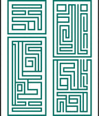 Green Geometric Maze Pattern Rug
