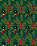 Festive Evergreen Berry Pattern Rug