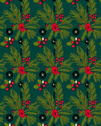 Festive Evergreen Berry Pattern Rug