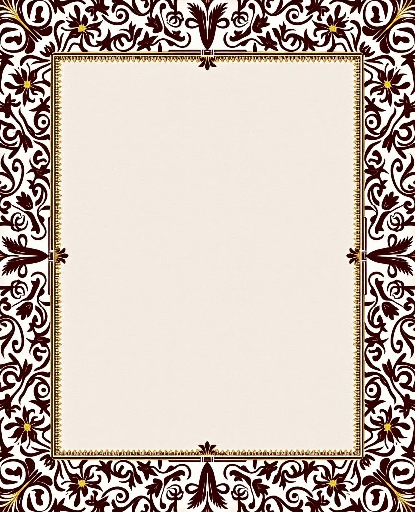 Ornate Floral Border Pattern Rug