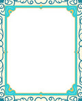 Ornamental Teal Gold Border Rug