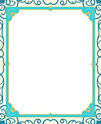 Ornamental Teal Gold Border Rug