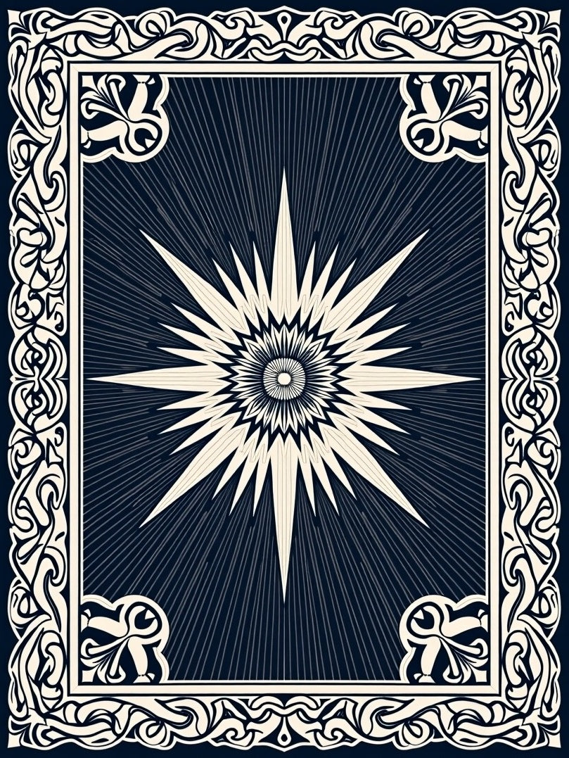 Dark Starburst Intricate Border Design Rug