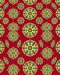 Red Yellow Floral Medallion Pattern Rug